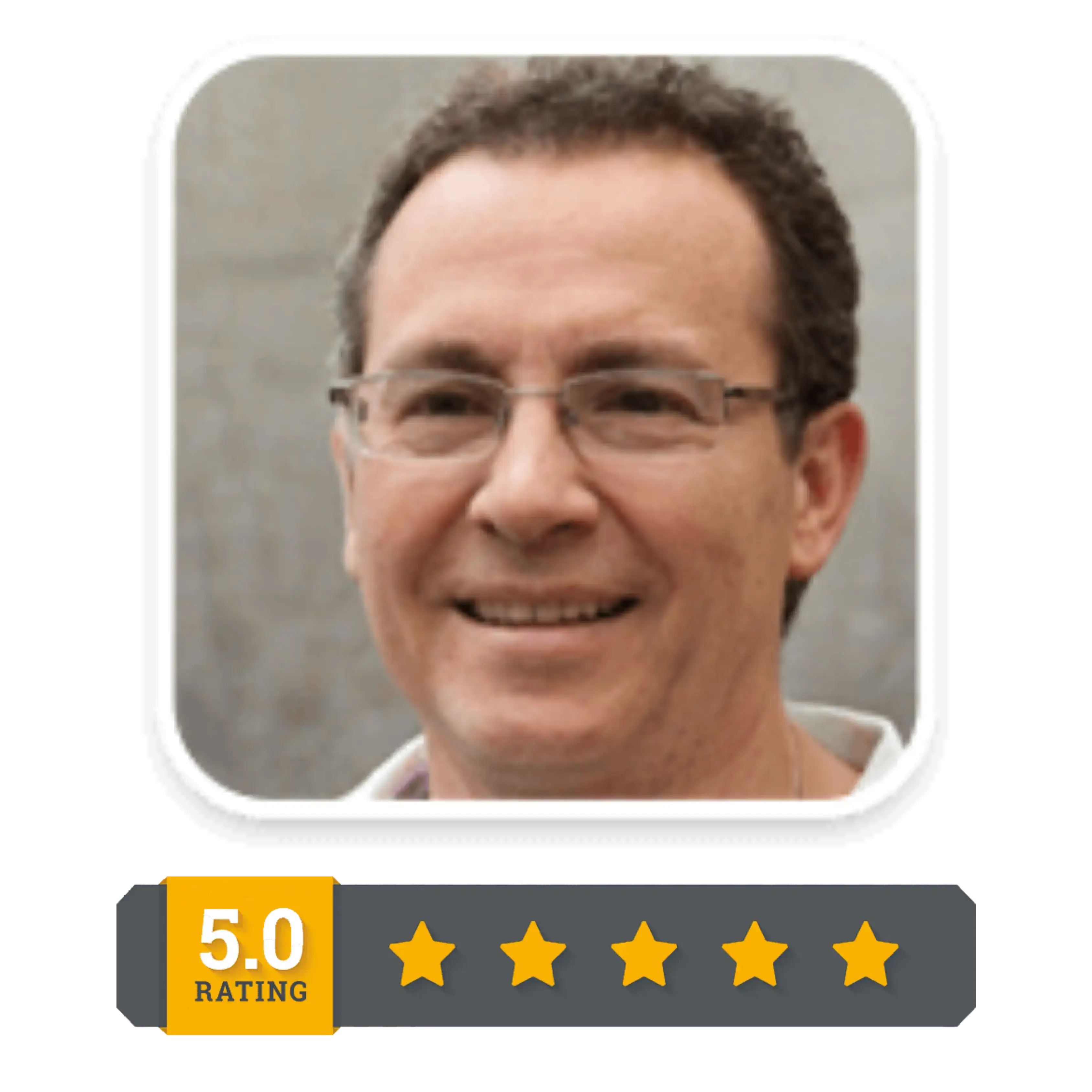 Male customer review profile image with 5-star rating for The Genius Wave™ audio program
